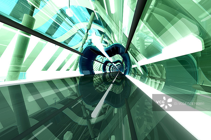 未来机场通道3D渲染图片素材