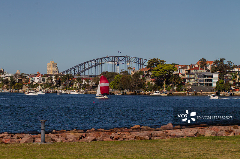 从鹦鹉岛拍摄的悉尼海港大桥图片素材
