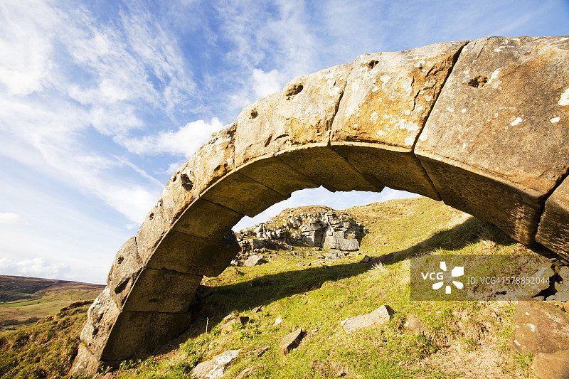 南石窑，旧窑用于煅烧在英国北约克沼泽罗斯代尔开采的铁矿石图片素材