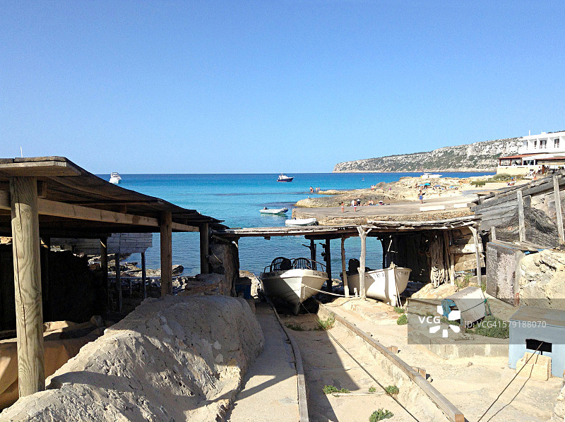 卡洛德圣阿古斯蒂（Es Caló），西班牙巴利阿里群岛福门特拉岛图片素材