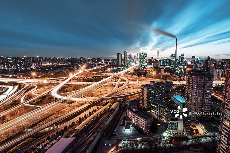 北京四惠桥繁忙的道路交叉口鸟瞰图片素材