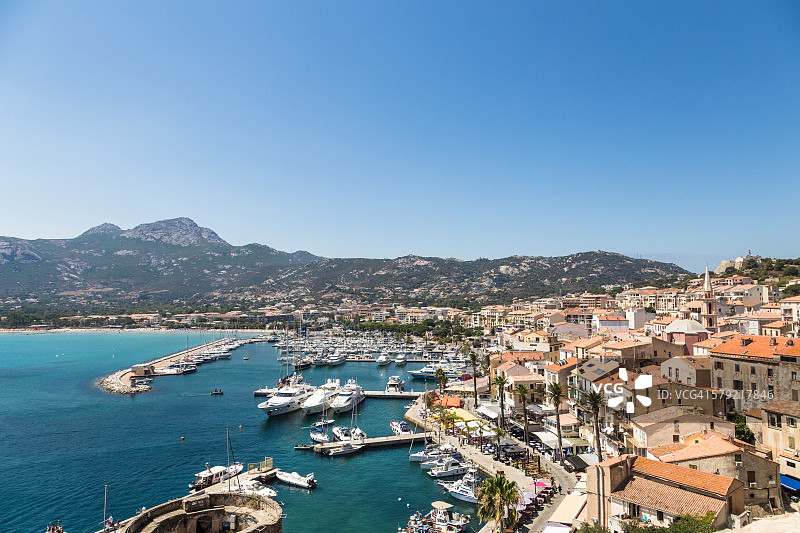 科西嘉岛卡尔维鸟瞰图图片素材