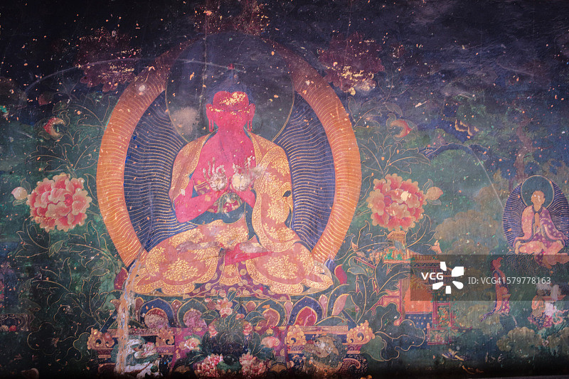 桑耶寺阿弥陀佛老壁画图片素材
