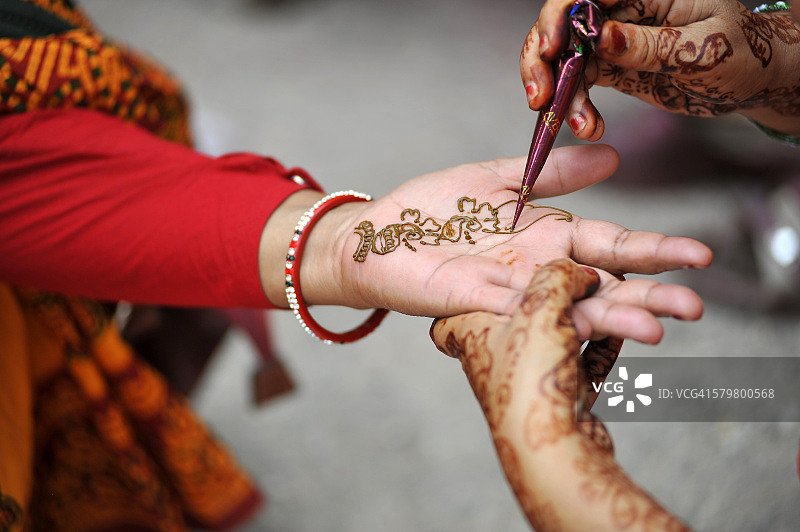 尼泊尔加德满都的日常生活：曼海蒂图片素材