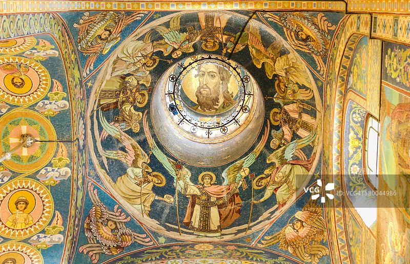 圣彼得堡滴血救世主教堂内部，俄罗斯图片素材