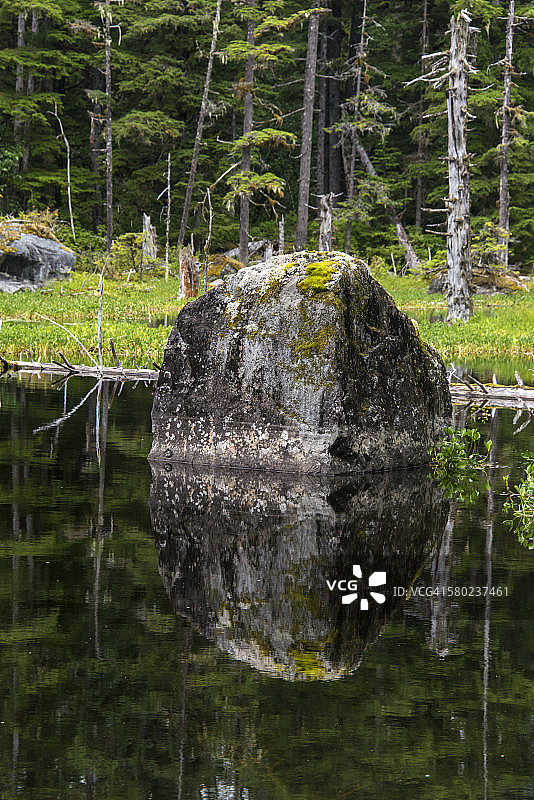 池塘中的冰川漂砾图片素材