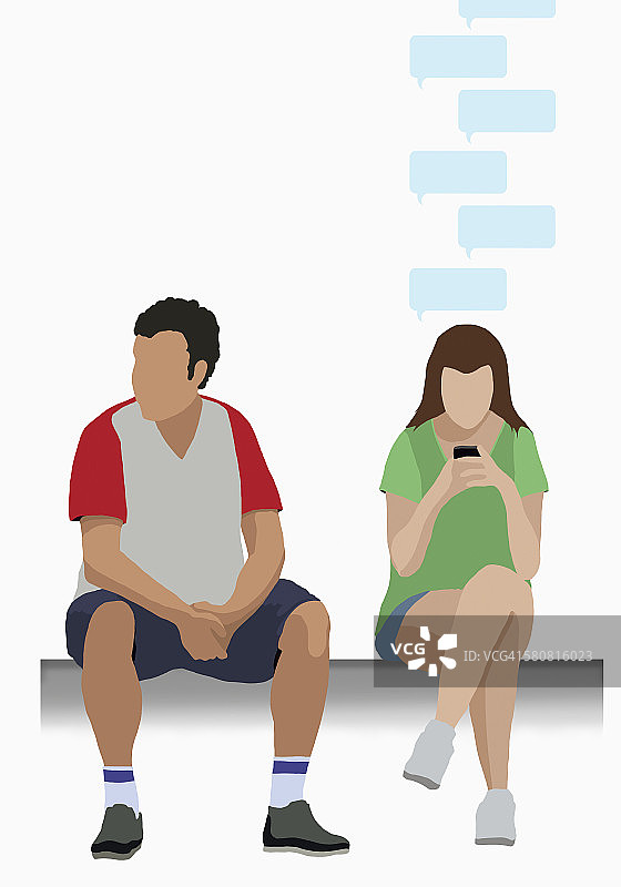 男人与使用手机的女人场景示意图图片素材