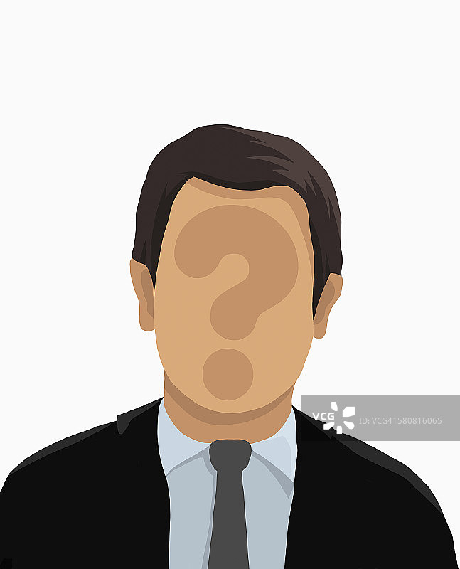 面带问号的商人插画图片素材