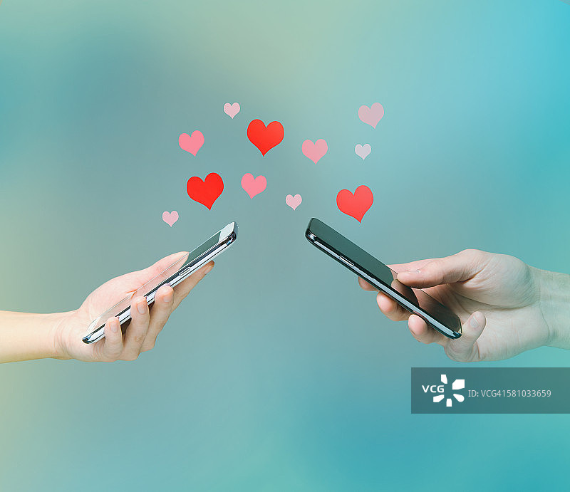 智能手机爱情连接图片素材