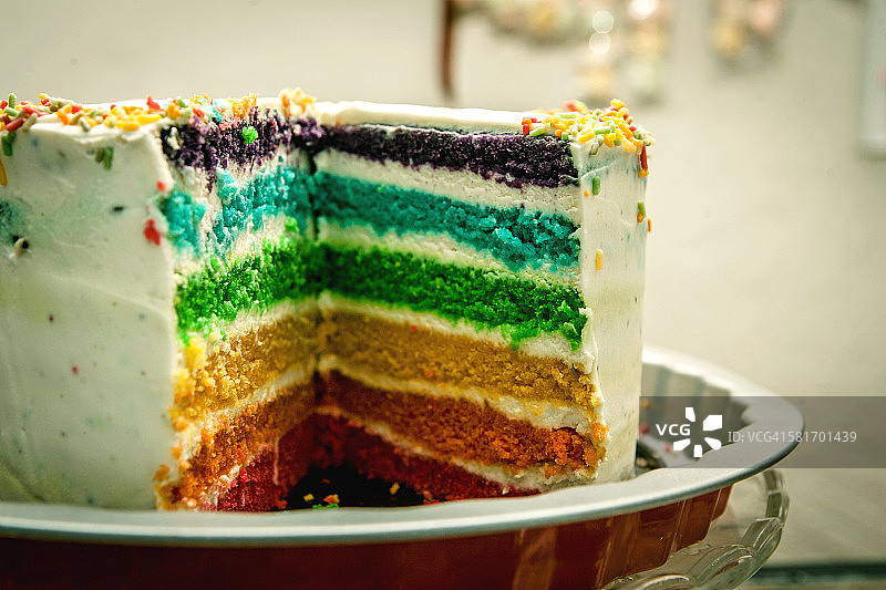 彩虹蛋糕切片图片素材