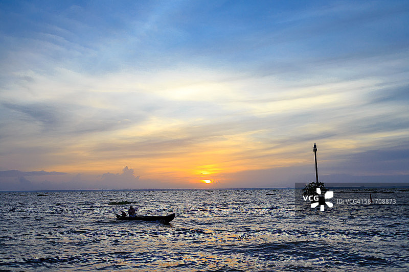 喀拉拉邦回水日落图片素材