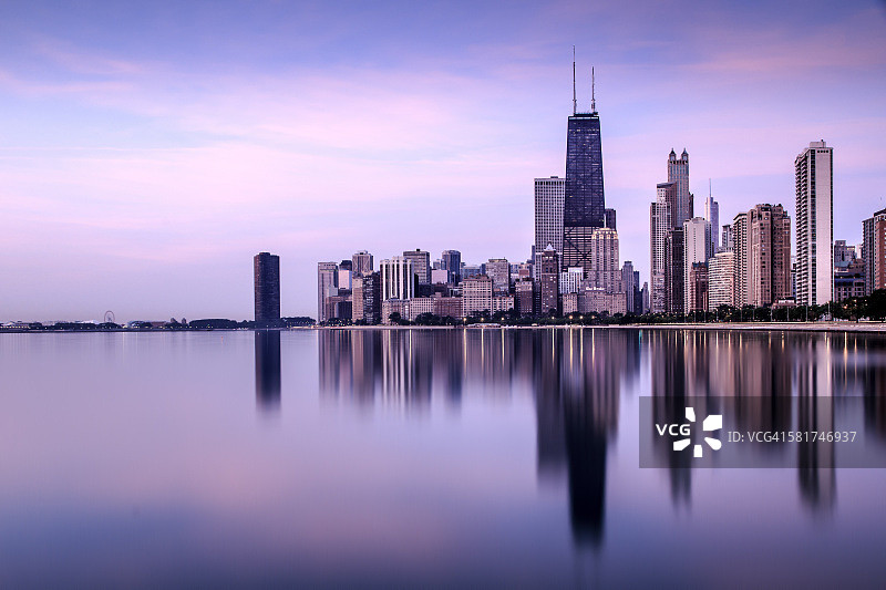 美国伊利诺伊州芝加哥北大道海滩的天际线图片素材