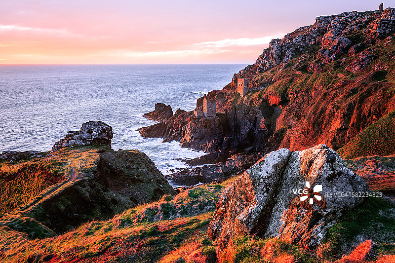 康沃尔博塔拉克矿日落图片素材