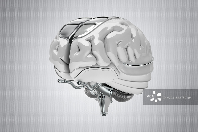 未来主义金属塑料合成大脑图片素材