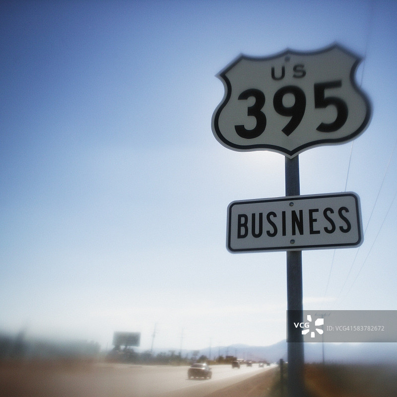美国395号公路商业路线标志图片素材