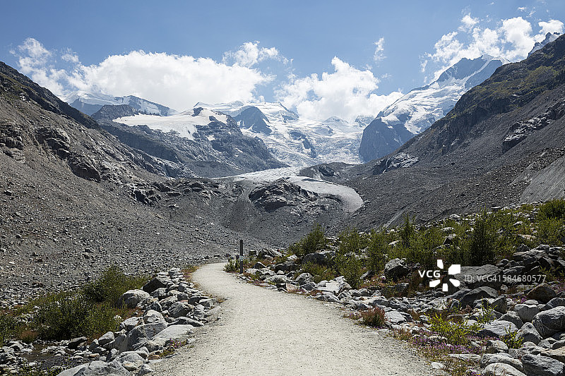 徒步前往瑞士莫特拉奇冰川图片素材