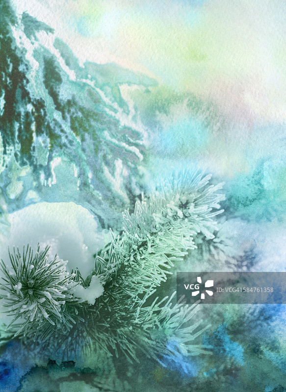水彩冬季现代艺术背景图片素材