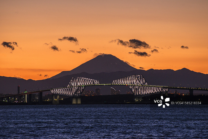东京海门大桥与富士山图片素材