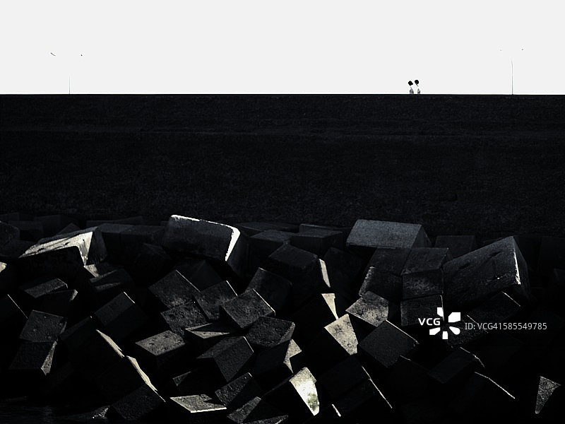 防波堤剪影图片素材