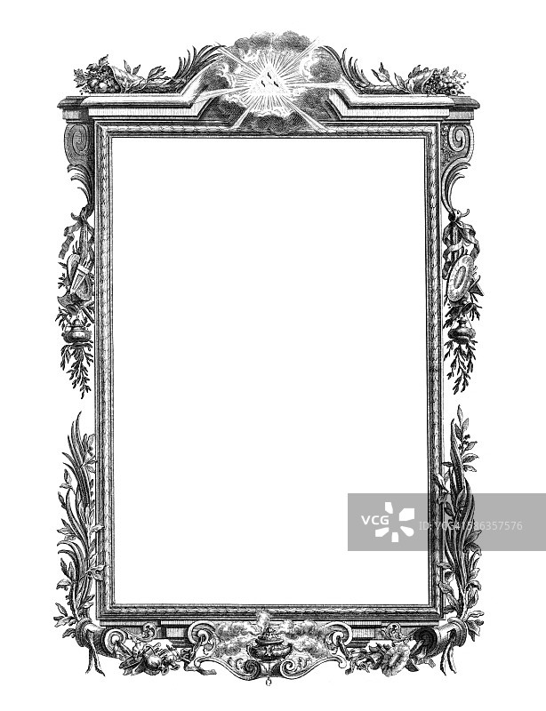 白色洛可可风格古董相框图片素材