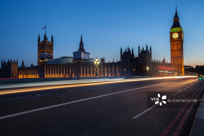 从伦敦威斯敏斯特桥拍摄的大本钟图片素材