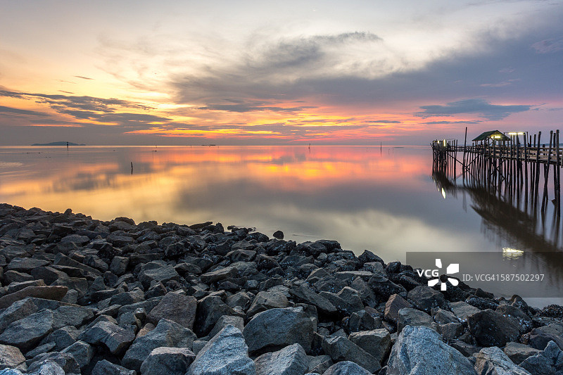 柔佛州笨珍的日落美景图片素材