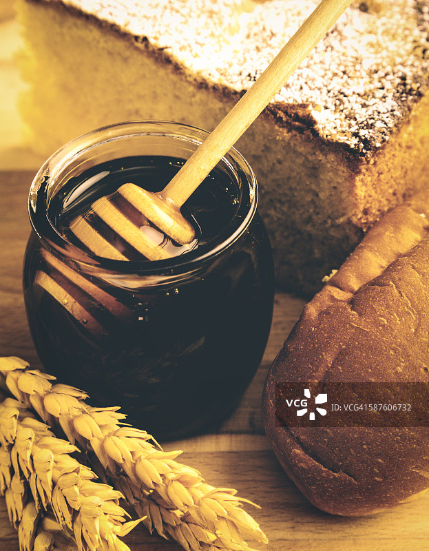 健康蜂蜜与烘焙食品图片素材