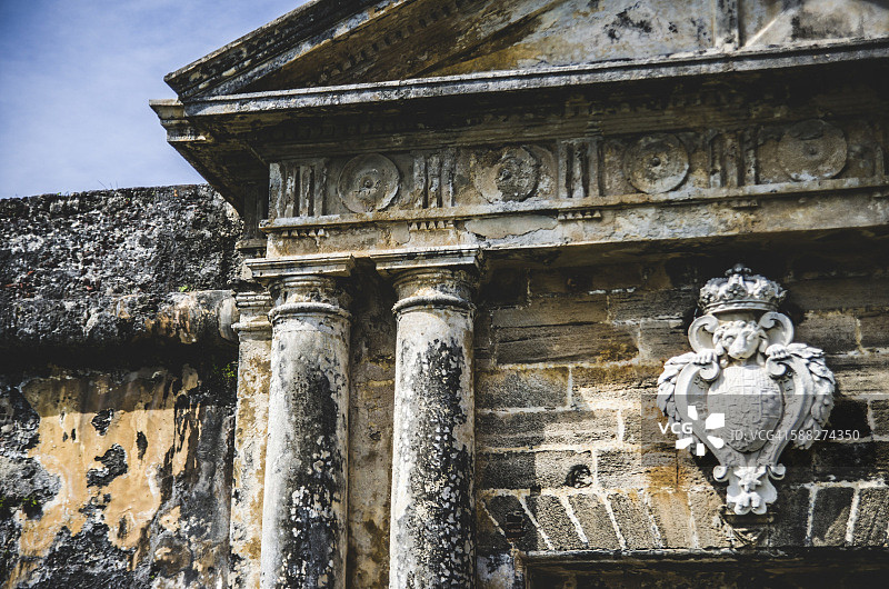圣胡安莫罗堡的古老建筑细节，波多黎各图片素材