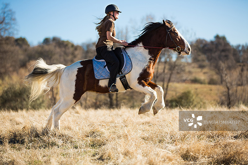 户外骑马的女人图片素材