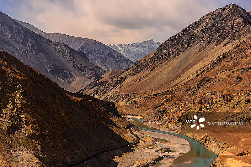 赞斯卡河与印度河的交汇处图片素材