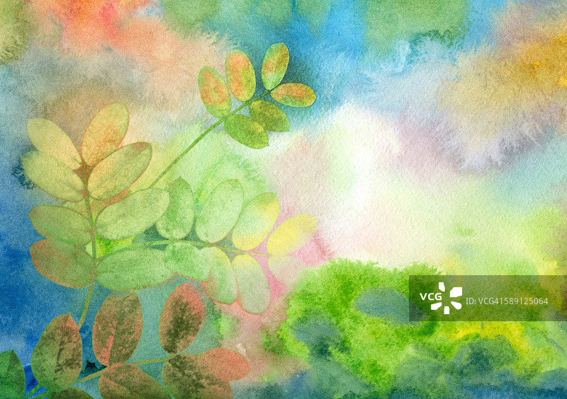 水彩秋季背景图片素材