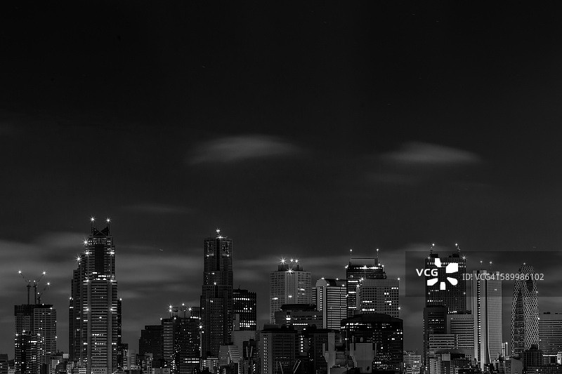 黑白东京午夜景色图片素材