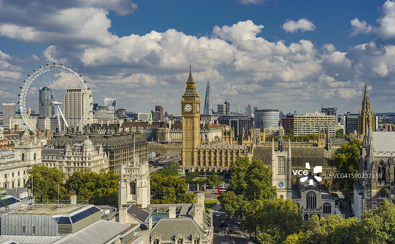 包含大本钟的伦敦鸟瞰图图片素材