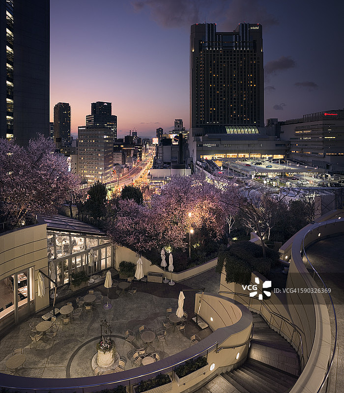 日本大阪难波公园日落图片素材