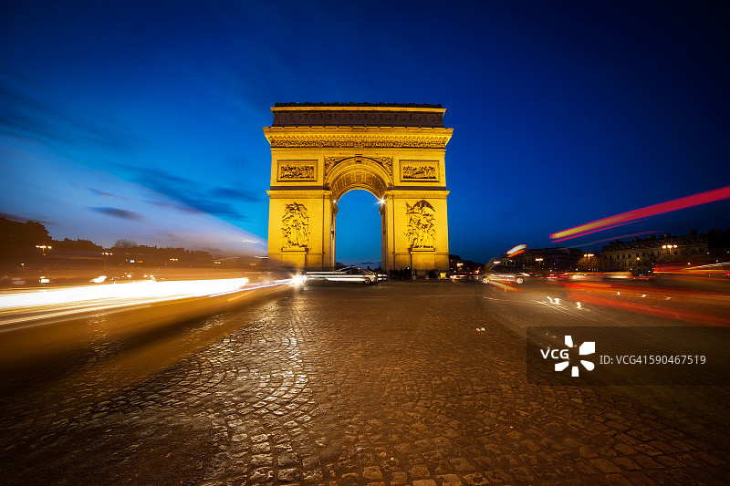 法国巴黎夜景凯旋门图片素材