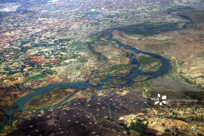 埃塞俄比亚的蓝色尼罗河景观航拍图片素材