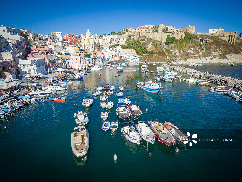 普罗奇达岛，那不勒斯鸟瞰图图片素材