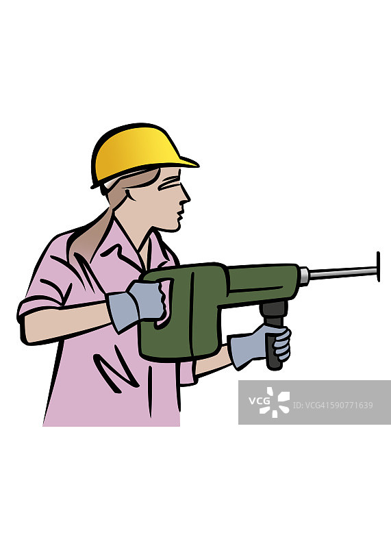 女建筑工人插画图片素材