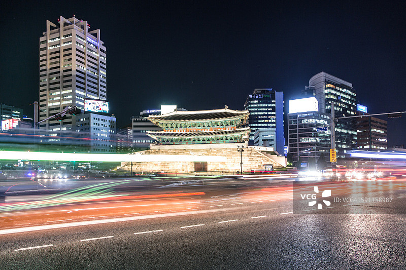 首尔夜间高峰期图片素材