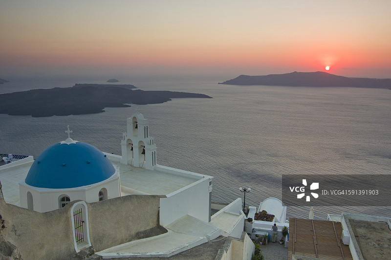希腊圣托里尼岛菲拉日落图片素材