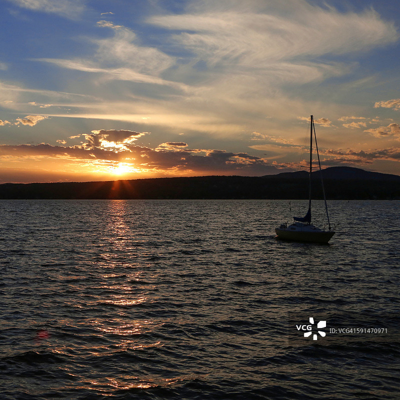 门弗里梅戈格湖的日落图片素材