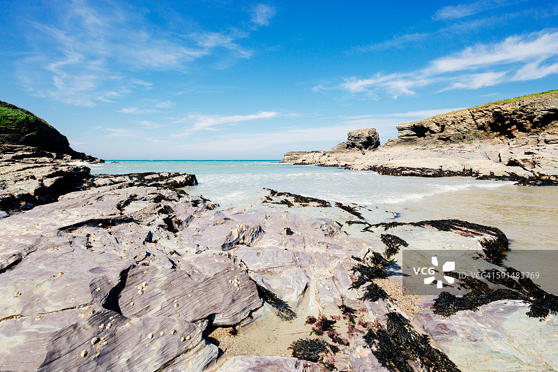 高韦恩港海滩，康沃尔郡图片素材