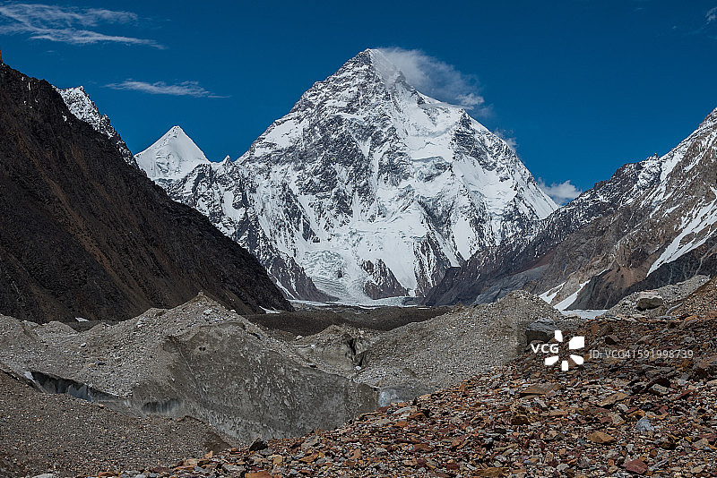 K2山和天使峰，喀喇昆仑山脉，巴基斯坦图片素材