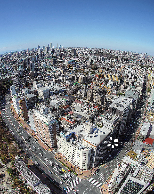 鱼眼镜头下的文京区和池袋图片素材