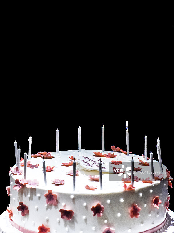60岁是新的40岁，点燃蜡烛的生日蛋糕图片素材