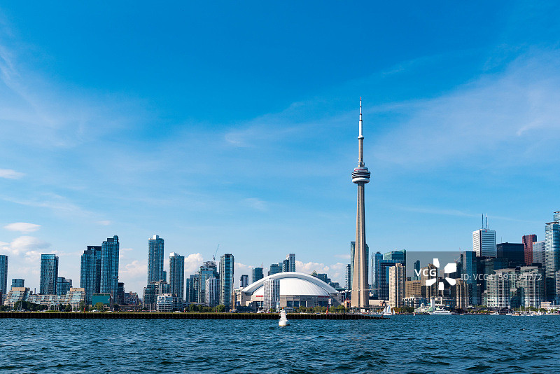 多伦多天际线，包括白天的加拿大国家电视塔图片素材
