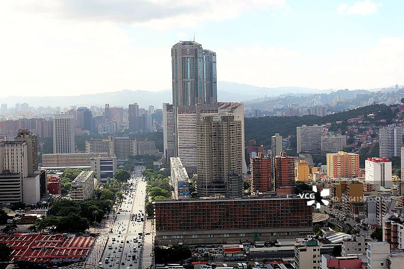 委内瑞拉加拉加斯玻利瓦尔大街的高角度景观图片素材