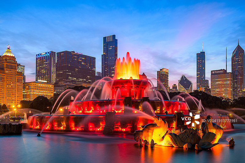 美国伊利诺伊州芝加哥白金汉喷泉图片素材