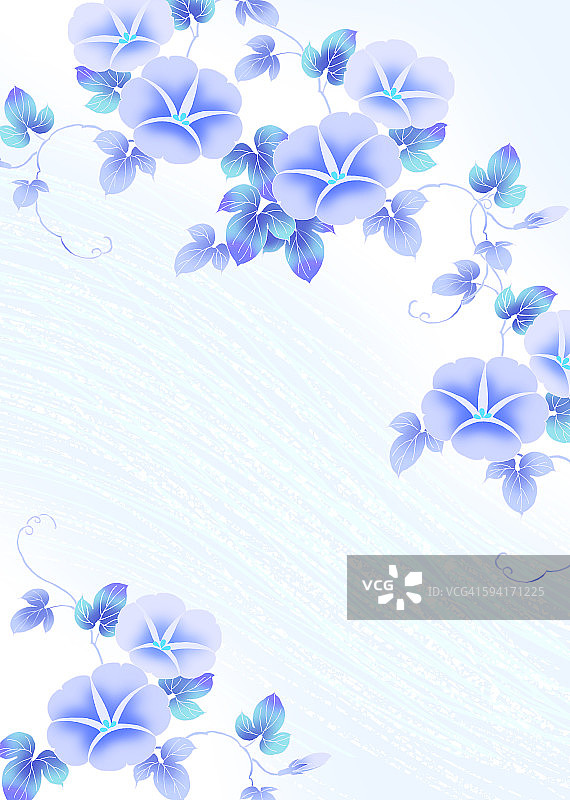 带日本牵牛花的东方背景图片素材