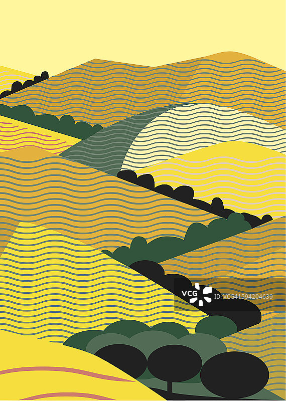 加利福尼亚黄色山丘图形插画图片素材